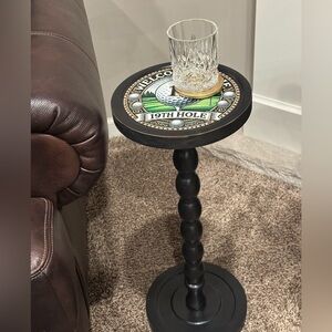 Welcome to the 19th Hole Accent Pedestal Drink Table